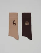 Skarpetki męskie - skarpety christmas 2-pack beżowe brązowe - miniaturka - grafika 1