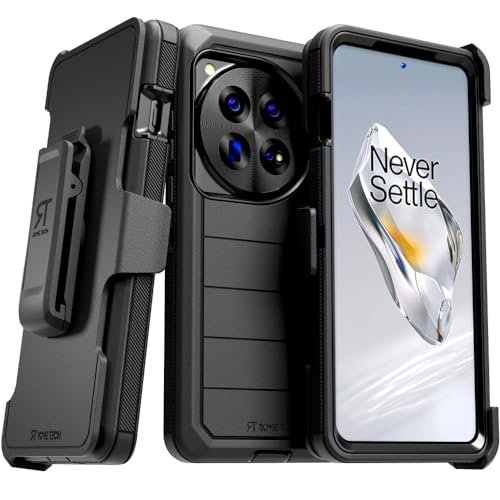 Etui do OnePlus 12 z klipsem na pasek kaburą i podpórką, ochronne, dwuwarstwowe, odporne na wstrząsy etui na telefon One Plus 12 - czarne