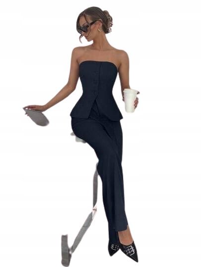 SHEIN DAMSKIE SPODNIE ELEGANCKIE GRANATOWE DŁUGIE 36 ŁYL