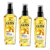 Zestawy kosmetyków damskich - Zestaw odżywczych eliksirów do włosów zniszczonych i suchych do codziennego stosowania Gliss Daily Oil-Elixir 3x75ml - miniaturka - grafika 1