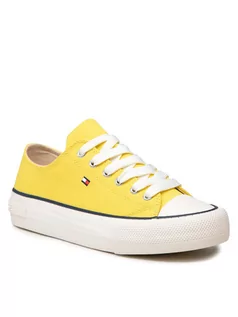 Buty dla dziewczynek - Tommy Hilfiger Trampki Low Cut Lace-Up Sneaker T3A4-32118-0890 S Żółty - grafika 1