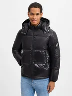 Kurtki męskie - Armani Exchange Męska kurtka puchowa Mężczyźni Sztuczne włókno czarny jednolity, S - miniaturka - grafika 1