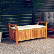 Ławki ogrodowe - vidaXL Ogrodowa ławka ze schowkiem i poduszką, 126 cm, drewno akacjowe - miniaturka - grafika 1