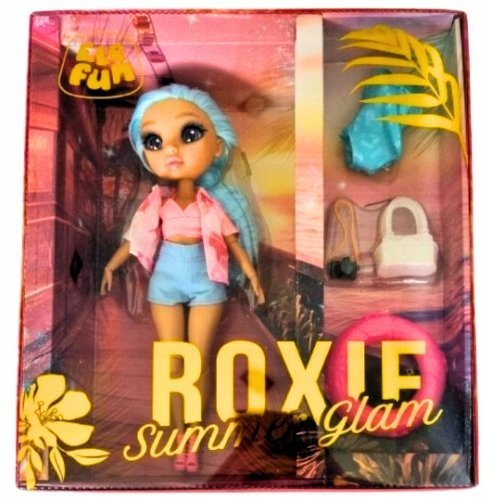 Elefun Roxie Summer Glam Lalka niebieskie włosy + kółko dmuchane