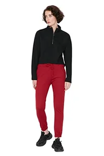 TRENDYOL Damskie spodnie do biegania ze średnim ściągaczem, elastyczne zakończenia nogawek, bordowy, XL - Spodnie damskie - miniaturka - grafika 1