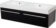Szafki łazienkowe - Szafka łazienkowa czarna 140cm FOKUS z umywalką podwójną - miniaturka - grafika 1