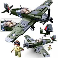 Klocki - Klocki Myśliwiec Supermarine SPITFIRE Samolot Armia FIGORKA PILOT - miniaturka - grafika 1