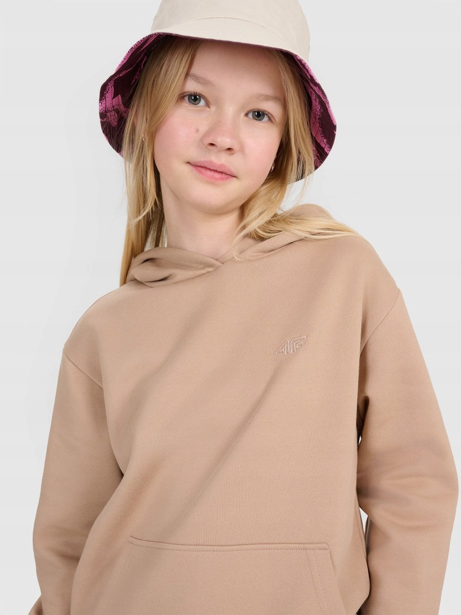 BLUZA DZIEWCZĘCA 4F DRESOWA NIEROZPINANA Z KAPTUREM TSWSF1854 SS25 140