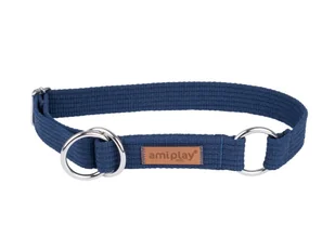 Ami Play Obroża półzaciskowa Cotton M 26-40 cm [b] x 2 cm Granatowy - Obroże dla psów - miniaturka - grafika 1