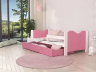 Łóżka - Łóżko parterowe 160x80 białe różowe MIKOŁAJ - miniaturka - grafika 1