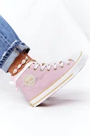 Moda i Uroda OUTLET - Damskie Wysokie Trampki Big Star HH274447 Różowe-38 - miniaturka - grafika 1
