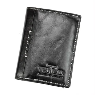Portfel Męski Skórzany WILD Skóra Licowa Mały Pionowy Bez Zapięcia RFID N915 10,5 x 9 x 2 [cm] - Portfele - miniaturka - grafika 1
