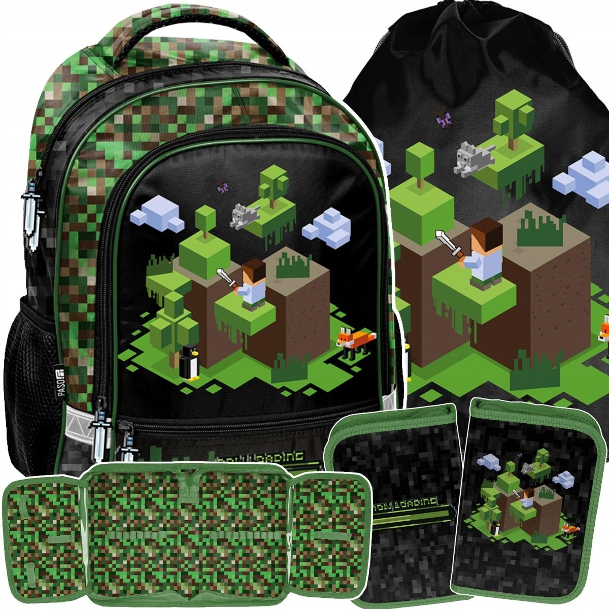 Plecak Minecraft Szkolny Zestaw 3 ele. Gaming Gry Do 1 Klasy Dla Chłopaków