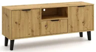 Szafki RTV - Szafka pod telewizor ryflowana na nóżkach dąb artisan H2-H73 - miniaturka - grafika 1