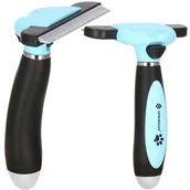 Szczotki i furminatory - Szczotka do czyszczenia z sierści szczotka samoczyszczące ostrze 10 cm niebiesko-czarna - miniaturka - grafika 1