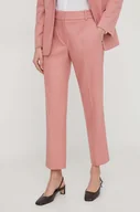 Spodnie damskie - Tommy Hilfiger spodnie damskie kolor różowy proste high waist - miniaturka - grafika 1