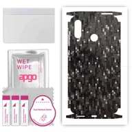 Szkła hartowane na telefon - Folia naklejka skórka strukturalna na TYŁ+BOKI do Huawei P30 lite -  Carbon Pixel Czarny - apgo SKINS - miniaturka - grafika 1