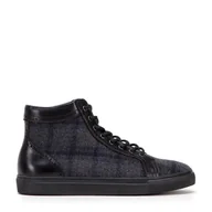 Półbuty męskie - Męskie sneakersy skórzane wysokie czarne - miniaturka - grafika 1