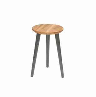 Taboret lub hocker okrągły z litego dębu Modern Oak, Wykończenie nogi - buk - farba grafitowa, Wysokość [cm] - 47, Średnica siedziska [cm] - 30 - Taborety i hokery - miniaturka - grafika 1