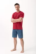 Piżamy damskie - Piżama męska LUNA kod 803 bordowa spodenki w kratkę  M - miniaturka - grafika 1