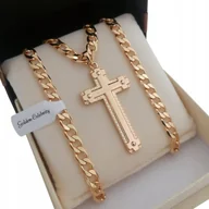 Łańcuszki - Złoty Łańcuszek Pancerka+Krzyż 50Cm 18K - miniaturka - grafika 1
