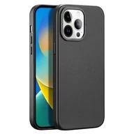 Etui i futerały do telefonów - Dux Ducis Grit skórzane etui do iPhone 14 Pro elegancki pokrowiec ze sztucznej skóry (kompatybilne z MagSafe) czarny - miniaturka - grafika 1