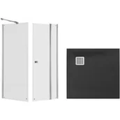 Kabiny prysznicowe - Zestaw Roca Capital kabina prysznicowa 90x90 cm kwadratowa MaxiClean z brodzikiem Terran onyks (AM4609012M, AM4409012M, AP10338438401640) - miniaturka - grafika 1