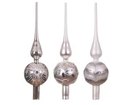 Ozdoby bożonarodzeniowe - Czubek Na Choinkę Ze Szkła Srebrny Ozdobny Brokat - miniaturka - grafika 1