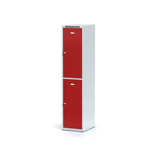 Alfa 3 Metalowa szafka ubraniowa 2-drzwiowa, drzwi czerwone, zamek cylindryczny 1261732 - Szafki BHP - miniaturka - grafika 1