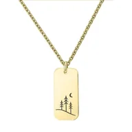 Naszyjniki - Naszyjnik podróżnika złoty nieśmiertelnik z symbolem natury i wypraw ze stali szlachetnej LAS - Manoki - miniaturka - grafika 1