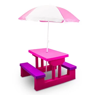 Meble ogrodowe dla dziecka Łakwa ze stolikiem i parasolką prezent na DZIEŃ DZIECKA - Place zabaw - miniaturka - grafika 1