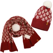 Czapki damskie - Nandy Komplet Czapka Szalik Ciepły Zimowy Choinki - Zest-Cs-2205095-21 - miniaturka - grafika 1