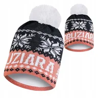 Czapki damskie - Czapka zimowa ŁOBUZIARA z pomponem damska ciepła polar termoaktywny 12H - miniaturka - grafika 1