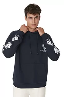 Trendyol Męska bluza oversize z kapturem geometryczny wzór, granatowy, XS, granatowy, XS - Bluzy męskie - miniaturka - grafika 1