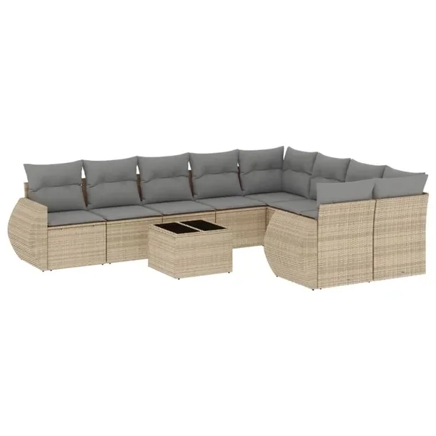 Zestaw mebli ogrodowych modułowych beżowy z rattanem PE, wymiary 71x62x69