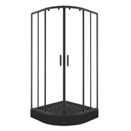 Kabiny prysznicowe - Kabina prysznicowa Durasan R55 90x90 cm półokrągła czarny mat 8 mm niski brodzik w zestawie 1 szt. - miniaturka - grafika 1