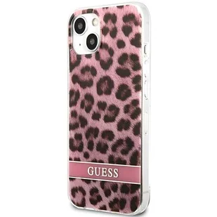 Etui Guess do iPhone 13 6,1" różowy/pink hardcase Leopard - Etui i futerały do telefonów - miniaturka - grafika 1
