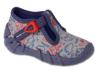 Buty dla chłopców - Kapcie dziecięce chłopięce domowe na zapinki szare Befado 110N498-23 - miniaturka - grafika 1