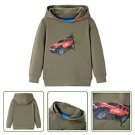 Bluzy dla dziewczynek - Bluza dziecięca z kapturem - khaki - 104 - Bluza Dziewczęca - miniaturka - grafika 1
