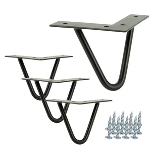 Zestaw 4 nóżek meblowych loftowych Hairpin legs 10 cm 2 pręty czarny - Zawiasy, okucia i inne akcesoria Zestaw 4 nóżek meblowych loftowych Hairpin legs 10 cm 2 pręty czarny - Zawiasy, okucia i inne akcesoria - miniaturka - grafika 1