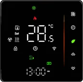 Grzałki do akwarium - Termostat do ogrzewania elektrycznego, 16A, WI-FI, kwadrat, mleczne szkło, czarny, model 003 - miniaturka - grafika 1