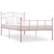 Łóżka - vidaXL Rama łóżka, różowa, metalowa, 100 x 200 cm - miniaturka - grafika 1