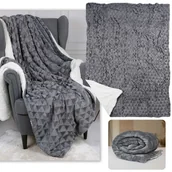 Koce - Szara narzuta/koc z mikropolaru, koc z barankiem, sherpa 220-230 g/m 150x200 cm - miniaturka - grafika 1