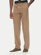 Spodnie męskie - Lindbergh Spodnie materiałowe 30-008023 Beżowy Relaxed Fit - miniaturka - grafika 1
