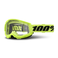 Gogle i okulary motocyklowe - Gogle Cross Dziecięce 100% Strata 2 Neonowy Żółty - miniaturka - grafika 1