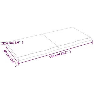 Blat stołu, 140x60x4 cm, surowe drewno dębowe Lumarko! - Meble modułowe i akcesoria - miniaturka - grafika 3