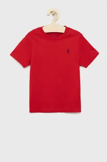 Koszulki dla chłopców - Polo Ralph Lauren t-shirt bawełniany dziecięcy kolor czerwony gładki - grafika 1