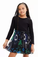 Sukienki i spódniczki dla dziewczynek - Desigual sukienka dziecięca kolor czarny mini rozkloszowana - miniaturka - grafika 1