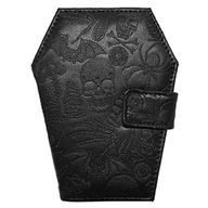 Portfele - kreepsville 666 Damski wytłaczany portfel wegański w kształcie czaszki w kształcie trumny, czarny, średni, czarny - miniaturka - grafika 1