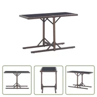 Stoły ogrodowe - The Living Store Stół ogrodowy - brązowy - 110 x 53 x 72 cm - szkło i polirattan - Stół Ogrodowy - miniaturka - grafika 1